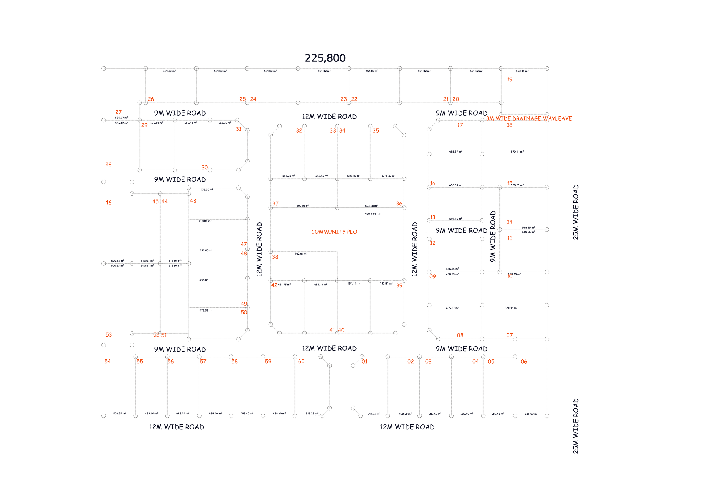 Lukenya Ridge site layout showing 60 plots, roads and community plot